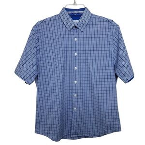 Duchamp Short Sleeve Button Up Shirt Size Medium Blue Cotton